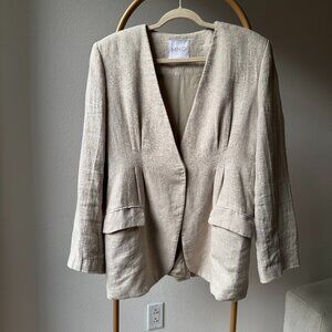 Chic Tailored Beige Blazer – MNG, Elegant Linen Blend Jacket